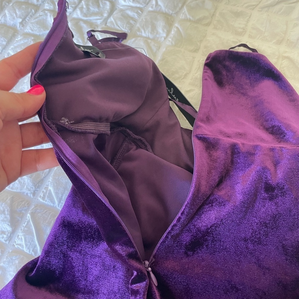 Lulu's Gotta Shine Deep Purple Velour Midi Dress - Picture 10 of 14